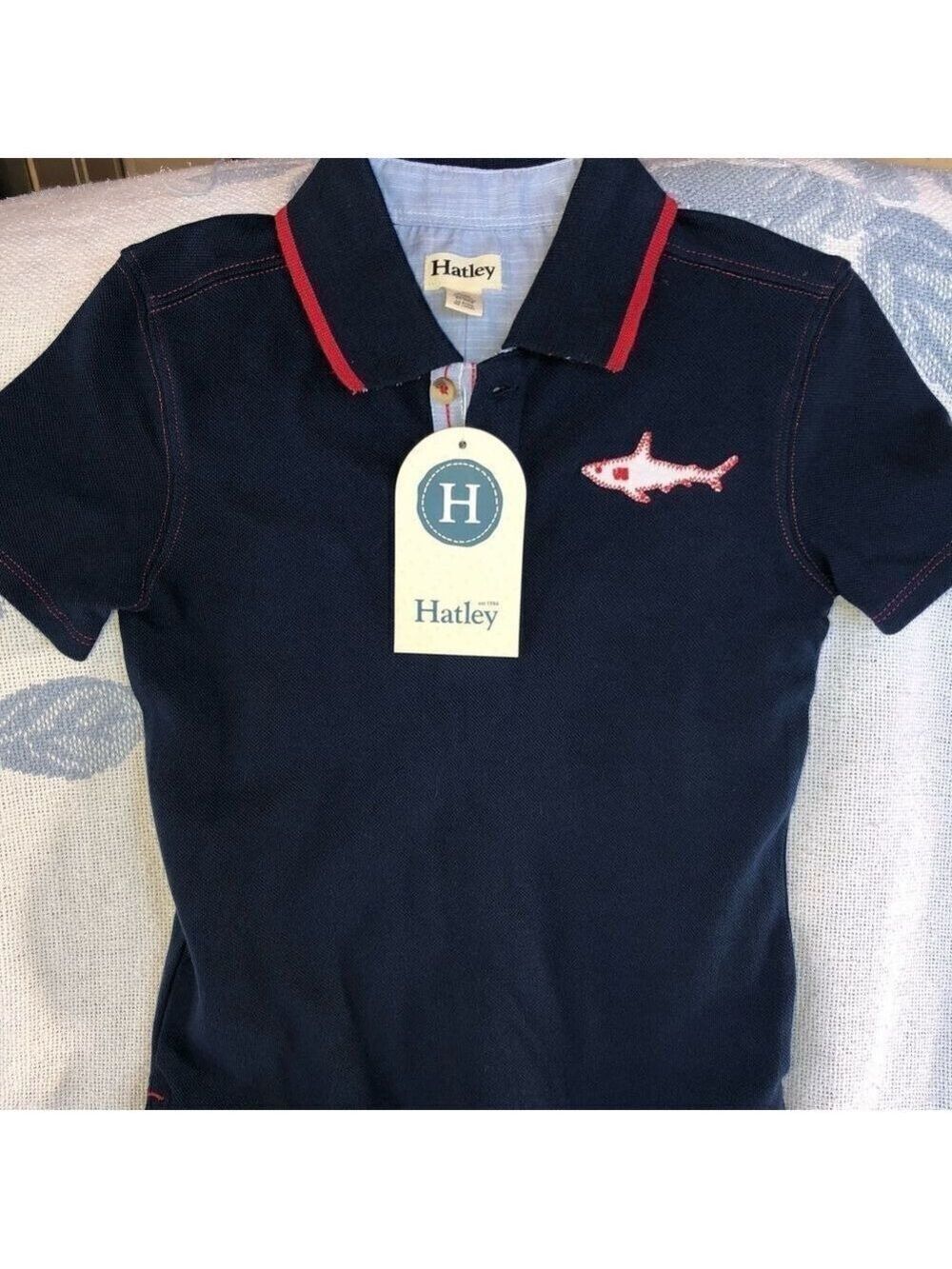 𝅺NWT Boys Size 3 Hatley Navy Blue SS Polo Shirt